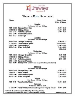 Activity Calendar of Messiah Lifeways at Messiah Village, Assisted Living, Nursing Home, Independent Living, CCRC, Mechanicsburg, PA 2