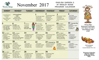 Activity Calendar of Wesley Ridge, Assisted Living, Nursing Home, Independent Living, CCRC, Reynoldsburg, OH 4