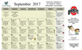 Activity Calendar of Wesley Ridge, Assisted Living, Nursing Home, Independent Living, CCRC, Reynoldsburg, OH 1