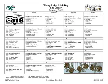 Activity Calendar of Wesley Ridge, Assisted Living, Nursing Home, Independent Living, CCRC, Reynoldsburg, OH 7