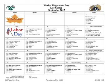 Activity Calendar of Wesley Ridge, Assisted Living, Nursing Home, Independent Living, CCRC, Reynoldsburg, OH 8