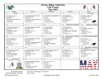 Activity Calendar of Wesley Ridge, Assisted Living, Nursing Home, Independent Living, CCRC, Reynoldsburg, OH 6