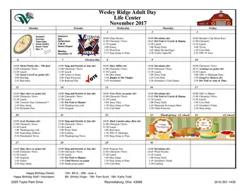 Activity Calendar of Wesley Ridge, Assisted Living, Nursing Home, Independent Living, CCRC, Reynoldsburg, OH 9