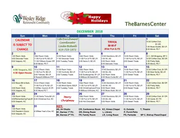 Activity Calendar of Wesley Ridge, Assisted Living, Nursing Home, Independent Living, CCRC, Reynoldsburg, OH 10