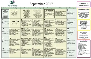 Activity Calendar of Wesley Ridge, Assisted Living, Nursing Home, Independent Living, CCRC, Reynoldsburg, OH 19