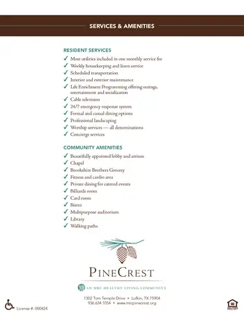 Floorplan of PineCrest, Assisted Living, Nursing Home, Independent Living, CCRC, Lufkin, TX 3