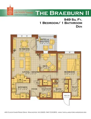 Floorplan of The Village at Orchard Ridge, Assisted Living, Nursing Home, Independent Living, CCRC, Winchester, VA 3
