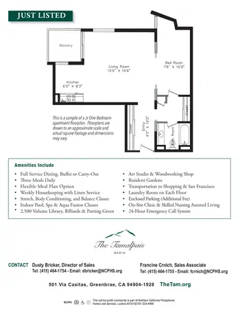 Floorplan of The Tamalpais, Assisted Living, Nursing Home, Independent Living, CCRC, Greenbrae, CA 4