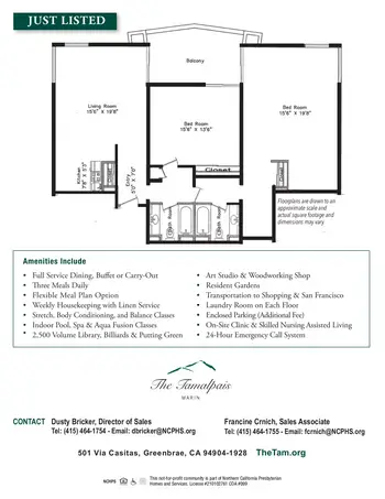 Floorplan of The Tamalpais, Assisted Living, Nursing Home, Independent Living, CCRC, Greenbrae, CA 6