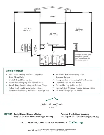 Floorplan of The Tamalpais, Assisted Living, Nursing Home, Independent Living, CCRC, Greenbrae, CA 7