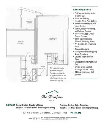 Floorplan of The Tamalpais, Assisted Living, Nursing Home, Independent Living, CCRC, Greenbrae, CA 11