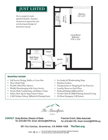 Floorplan of The Tamalpais, Assisted Living, Nursing Home, Independent Living, CCRC, Greenbrae, CA 13