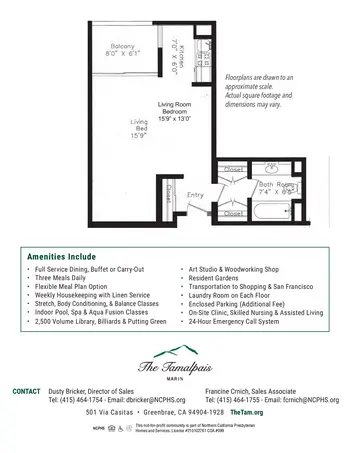 Floorplan of The Tamalpais, Assisted Living, Nursing Home, Independent Living, CCRC, Greenbrae, CA 16