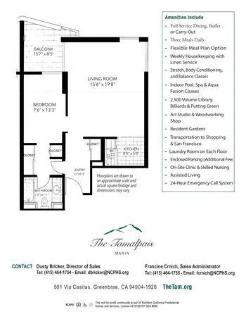 Floorplan of The Tamalpais, Assisted Living, Nursing Home, Independent Living, CCRC, Greenbrae, CA 18