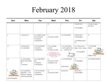 Activity Calendar of Wesley Woods, Assisted Living, Nursing Home, Independent Living, CCRC, Gilford, NH 2