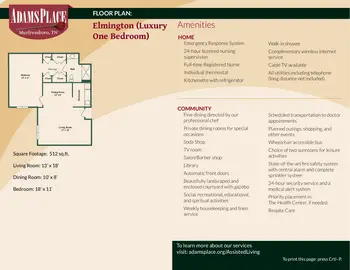 Floorplan of AdamsPlace, Assisted Living, Nursing Home, Independent Living, CCRC, Murfreesboro, TN 6