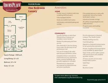Floorplan of AdamsPlace, Assisted Living, Nursing Home, Independent Living, CCRC, Murfreesboro, TN 9