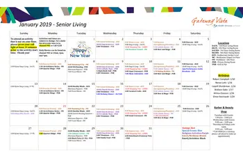 Activity Calendar of Gateway Vista, Assisted Living, Nursing Home, Independent Living, CCRC, Lincoln, NE 2