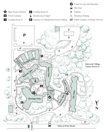 Campus Map of University Woods Oakwood Village, Assisted Living, Nursing Home, Independent Living, CCRC, Madison, WI 1