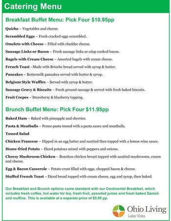 Dining menu of Ohio Living Lake Vista, Assisted Living, Nursing Home, Independent Living, CCRC, Cortland, OH 1