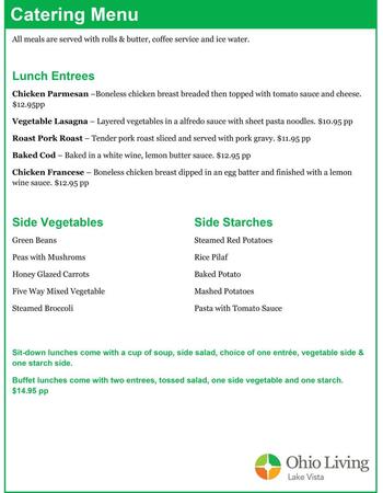 Dining menu of Ohio Living Lake Vista, Assisted Living, Nursing Home, Independent Living, CCRC, Cortland, OH 4