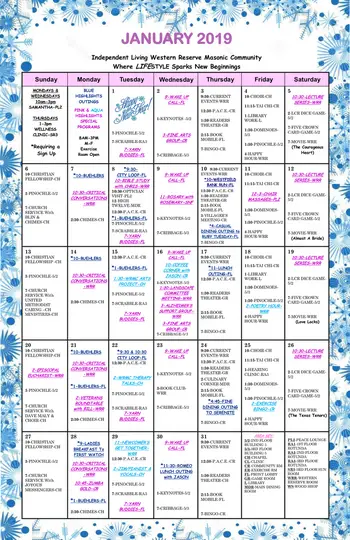 Activity Calendar of Western Reserve Masonic Community, Assisted Living, Nursing Home, Independent Living, CCRC, Medina, OH 3