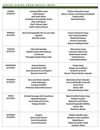 Dining menu of Otterbein Franklin, Assisted Living, Nursing Home, Independent Living, CCRC, Franklin, IN 15