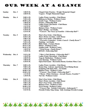 Activity Calendar of Otterbein Franklin, Assisted Living, Nursing Home, Independent Living, CCRC, Franklin, IN 17
