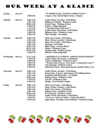 Activity Calendar of Otterbein Franklin, Assisted Living, Nursing Home, Independent Living, CCRC, Franklin, IN 10