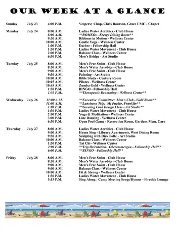 Activity Calendar of Otterbein Franklin, Assisted Living, Nursing Home, Independent Living, CCRC, Franklin, IN 12