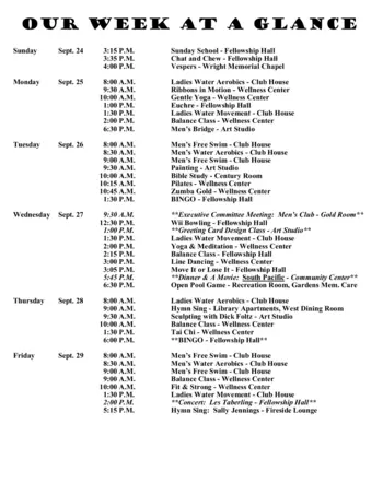 Activity Calendar of Otterbein Franklin, Assisted Living, Nursing Home, Independent Living, CCRC, Franklin, IN 14