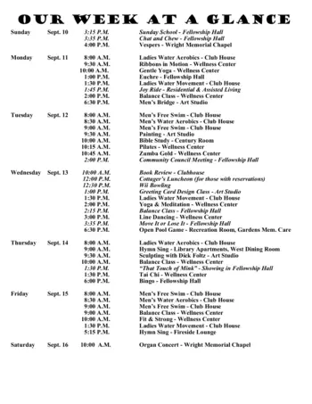 Activity Calendar of Otterbein Franklin, Assisted Living, Nursing Home, Independent Living, CCRC, Franklin, IN 16