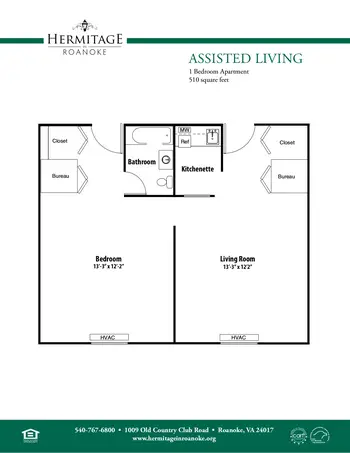 Floorplan of Hermitage Roanoke, Assisted Living, Nursing Home, Independent Living, CCRC, Roanoke, VA 1