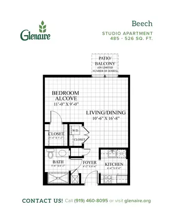 Floorplan of Glenaire, Assisted Living, Nursing Home, Independent Living, CCRC, Cary, NC 11