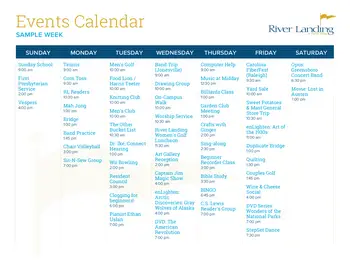 Activity Calendar of River Landing, Assisted Living, Nursing Home, Independent Living, CCRC, Colfax, NC 2
