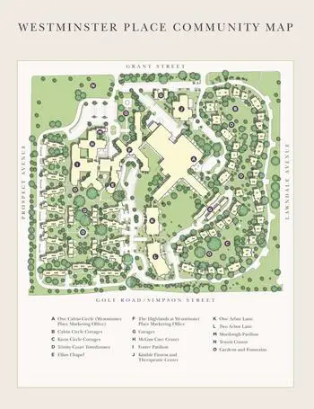 Campus Map of Westminster Place, Assisted Living, Nursing Home, Independent Living, CCRC, Evanston, IL 1