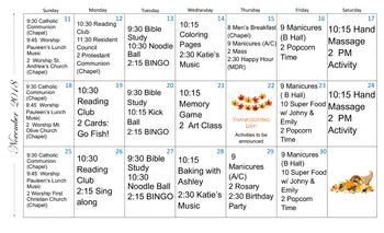 Activity Calendar of Emporia Presbyterian Manor, Assisted Living, Nursing Home, Independent Living, CCRC, Emporia, KS 2