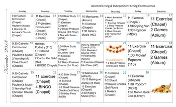 Activity Calendar of Emporia Presbyterian Manor, Assisted Living, Nursing Home, Independent Living, CCRC, Emporia, KS 4