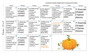 Activity Calendar of Emporia Presbyterian Manor, Assisted Living, Nursing Home, Independent Living, CCRC, Emporia, KS 6