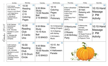 Activity Calendar of Emporia Presbyterian Manor, Assisted Living, Nursing Home, Independent Living, CCRC, Emporia, KS 8