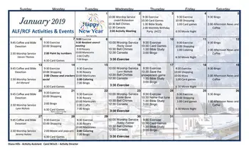 Activity Calendar of Farmington Presbyterian Manor, Assisted Living, Nursing Home, Independent Living, CCRC, Farmington, MO 3
