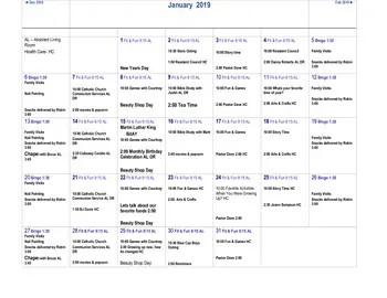 Activity Calendar of Fulton Presbyterian Manor, Assisted Living, Nursing Home, Independent Living, CCRC, Fulton, MO 4