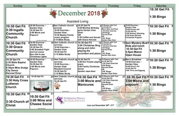 Activity Calendar of Manor of the Plains, Assisted Living, Nursing Home, Independent Living, CCRC, Dodge City, KS 2