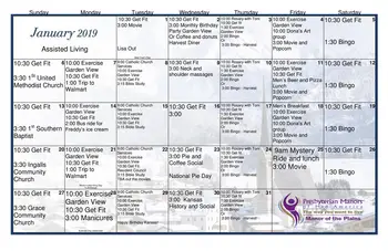 Activity Calendar of Manor of the Plains, Assisted Living, Nursing Home, Independent Living, CCRC, Dodge City, KS 1