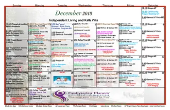 Activity Calendar of Newton Presbyterian Manor, Assisted Living, Nursing Home, Independent Living, CCRC, Newton, KS 2