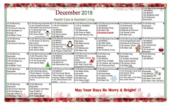 Activity Calendar of Parsons Presbyterian Manor, Assisted Living, Nursing Home, Independent Living, CCRC, Parsons, KS 2