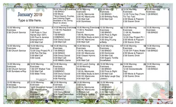 Activity Calendar of Parsons Presbyterian Manor, Assisted Living, Nursing Home, Independent Living, CCRC, Parsons, KS 1