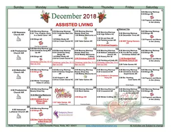 Activity Calendar of Rolla Presbyterian Manor, Assisted Living, Nursing Home, Independent Living, CCRC, Rolla, MO 4