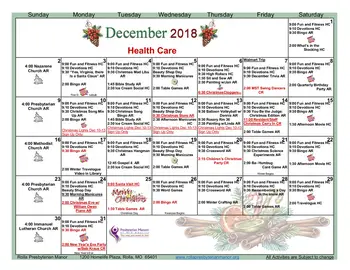 Activity Calendar of Rolla Presbyterian Manor, Assisted Living, Nursing Home, Independent Living, CCRC, Rolla, MO 5