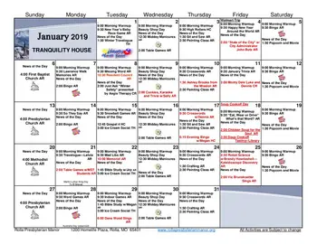 Activity Calendar of Rolla Presbyterian Manor, Assisted Living, Nursing Home, Independent Living, CCRC, Rolla, MO 3